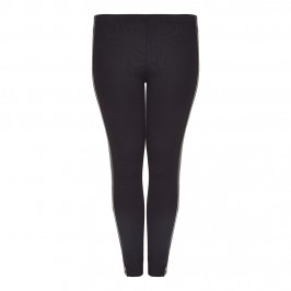 beige LEGGINGS with eco leather detail - Plus Size Collection