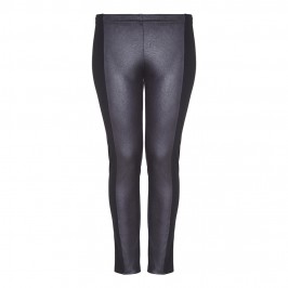 Beige eco leather and jersey black leggings - Plus Size Collection