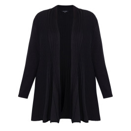 Beige Pleated A-Line Cardigan Black - Plus Size Collection