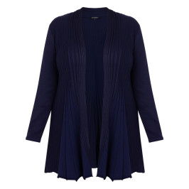 Beige Pleated A-Line Cardigan Navy  - Plus Size Collection