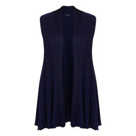 Beige Pleated A-Line Gilet Navy  - Plus Size Collection