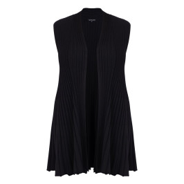 Beige Pleated A-Line Gilet Black - Plus Size Collection