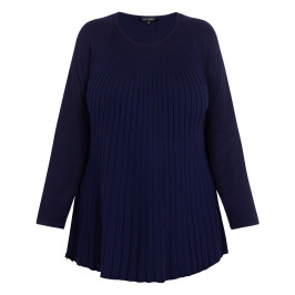 Beige Pleated A-Line Sweater Navy - Plus Size Collection
