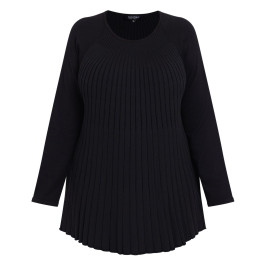 Beige Pleated A-Line Sweater Black - Plus Size Collection
