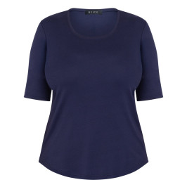 Beige Cotton T-Shirt Navy  - Plus Size Collection