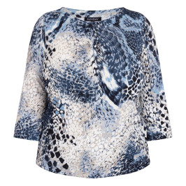 Beige Abstract Scale Print Top Blue - Plus Size Collection