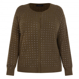 Elena Miro Embellished Cardigan Khaki  - Plus Size Collection