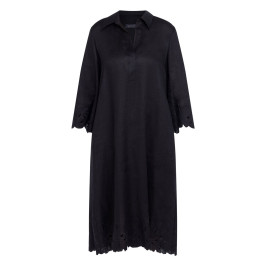 Elena Miro Embroidered Linen Dress Black 