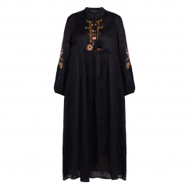 Elena Miro Embroidered Jewel Embellished Linen Dress  - Plus Size Collection