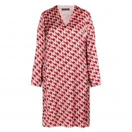 Elena Miro Satin Print Dress Red  - Plus Size Collection
