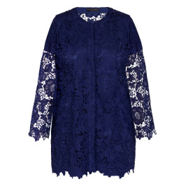 Elena Miro Long Lace Jacket Navy  - Plus Size Collection
