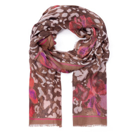 Elena Miro Animal Print Scarf Brown - Plus Size Collection