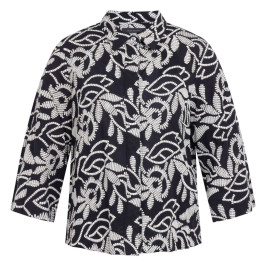 Elena Miro Embroidered Cotton Shirt Black  - Plus Size Collection