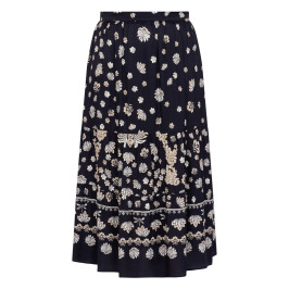 Elena Miro Tiered Floral Skirt Black - Plus Size Collection