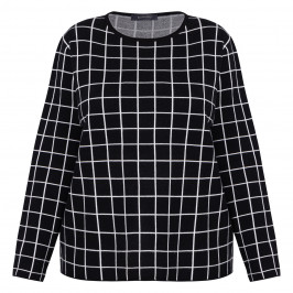 Elena Miro Sweater Grid Intarsia Black - Plus Size Collection