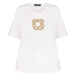 Elena Miro Sequin Logo T-Shirt White - Plus Size Collection
