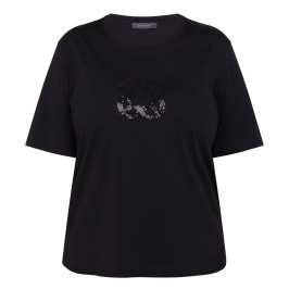 Elena Miro Monogram Sequin T-Shirt Black - Plus Size Collection