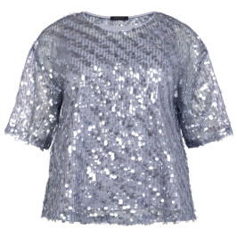 Elena Miro Sequin Top Steel  - Plus Size Collection