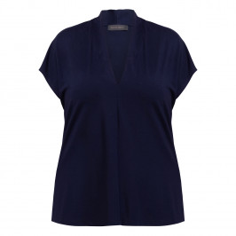 Elena Miro Jersey Stand-Collar Top Navy  - Plus Size Collection