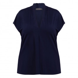 Elena Miro Jersey Stand-Collar Top Navy  - Plus Size Collection