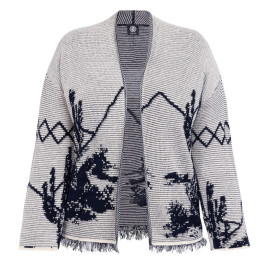 Faber Intarsia Cardigan Navy and White  - Plus Size Collection