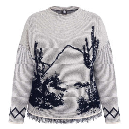 Faber Intarsia Sweater Navy and White  - Plus Size Collection