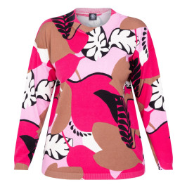 Faber Abstract Print Sweater Fuchsia - Plus Size Collection