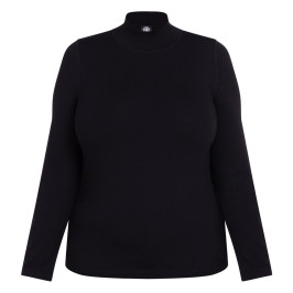 Faber Jersey Turtle Neck Top Black  - Plus Size Collection