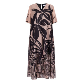 Gaia Dress Bamboo Print Camel - Plus Size Collection