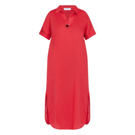 Gaia Life Short Sleeve Red Linen Dress  - Plus Size Collection
