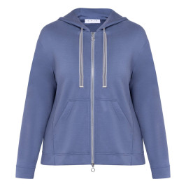 Gaia Life Soft-Feel Scuba Hooded Jacket Denim Blue  - Plus Size Collection