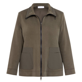 Gaia Life Soft-Feel Jersey Jacket Khaki  - Plus Size Collection