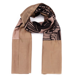 Gaia Life Satin Leaf Print Scarf - Plus Size Collection