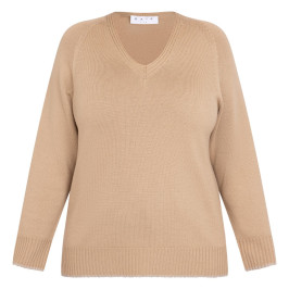 Gaia Life V-Neck Sweater Camel  - Plus Size Collection