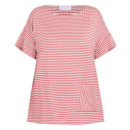 Gaia Life Lurex Stripe Jersey Top Red  - Plus Size Collection