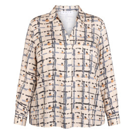 Gaia Life Satin Tunic Ink Print Beige - Plus Size Collection