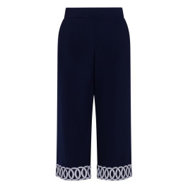 Joseph Ribkoff Embroidered Hem Trousers Navy  - Plus Size Collection