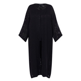 Karvinen Sheer Devoré Long Jacket Black  - Plus Size Collection