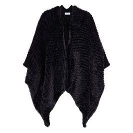 Luisa Viola Faux Fur Cape Black  - Plus Size Collection