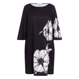 Luisa Viola Poppy Print Dress Black and White - Plus Size Collection