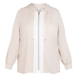 Luisa Viola Zip Hoodie Beige and White  - Plus Size Collection