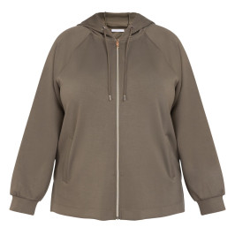 Luisa Viola Scuba Jersey Hooded Jacket Khaki  - Plus Size Collection