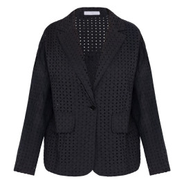Luisa Viola Broderie Anglaise Cotton Jacket Black - Plus Size Collection
