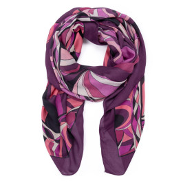 Luisa Viola Print Scarf Fuchsia  - Plus Size Collection