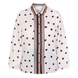 Luisa Viola Polka Dot Shirt Ivory  - Plus Size Collection