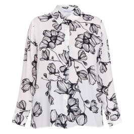 Luisa Viola Floral Print Shirt Black and White  - Plus Size Collection