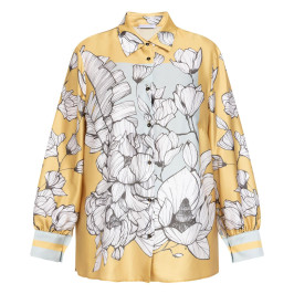 Luisa Viola Satin Shirt Print Yellow - Plus Size Collection