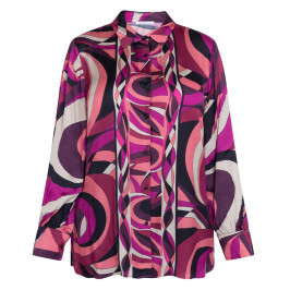 Luisa Viola Geometric Print Shirt Fuchsia  - Plus Size Collection