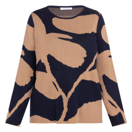 Luisa Viola Intarsia Sweater Camel - Plus Size Collection