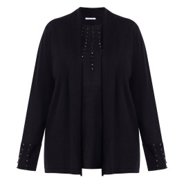 Luisa Viola Jewel Embellished Faux-Twinset Black - Plus Size Collection